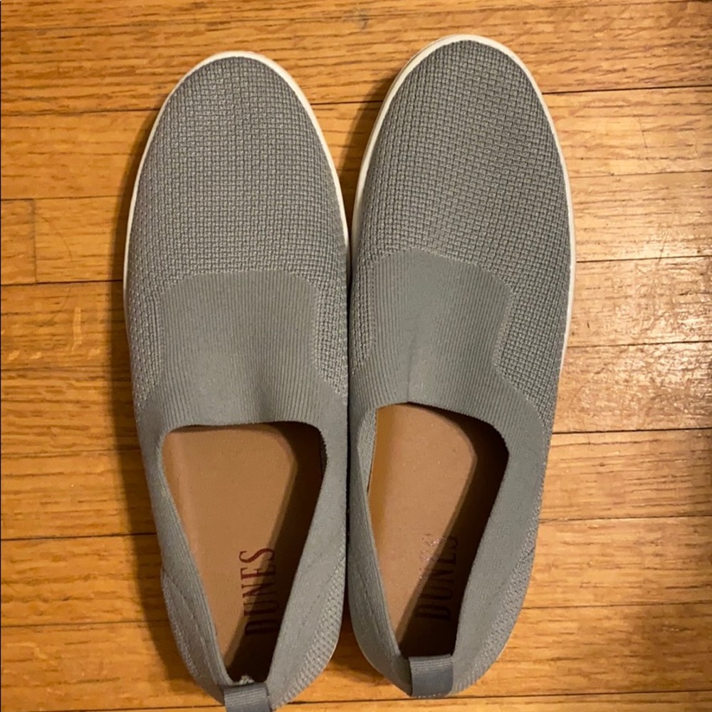 Gray stretchy slip on sneakers